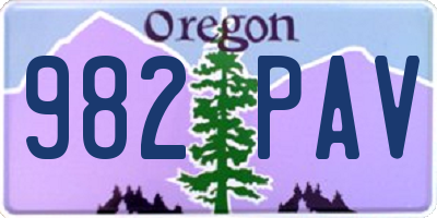 OR license plate 982PAV