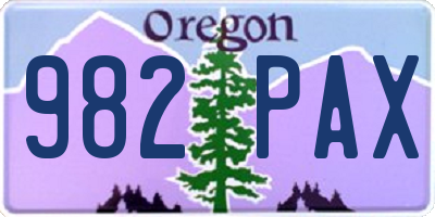 OR license plate 982PAX