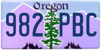 OR license plate 982PBC