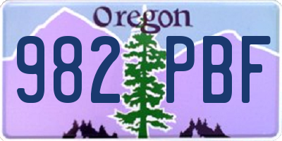OR license plate 982PBF