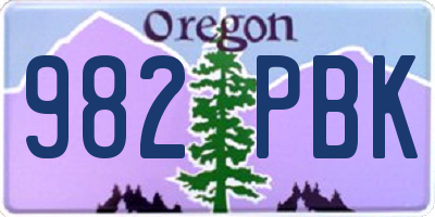 OR license plate 982PBK