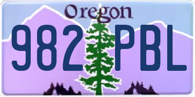 OR license plate 982PBL