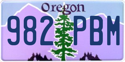OR license plate 982PBM