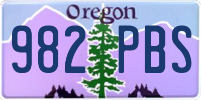 OR license plate 982PBS