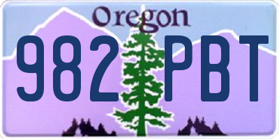 OR license plate 982PBT