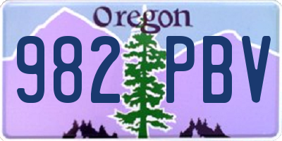 OR license plate 982PBV