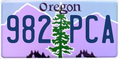 OR license plate 982PCA