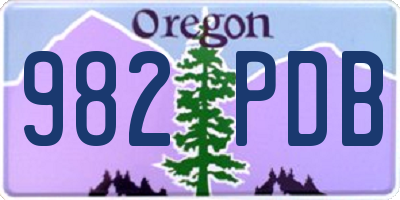 OR license plate 982PDB