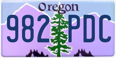 OR license plate 982PDC