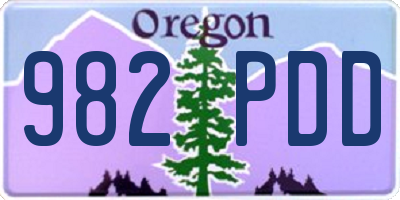 OR license plate 982PDD