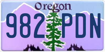 OR license plate 982PDN