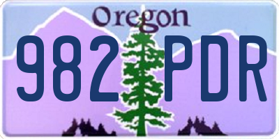 OR license plate 982PDR