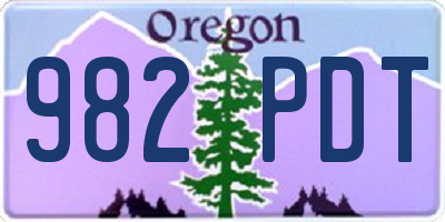 OR license plate 982PDT