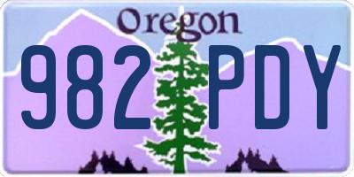 OR license plate 982PDY