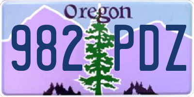 OR license plate 982PDZ