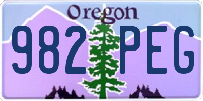 OR license plate 982PEG