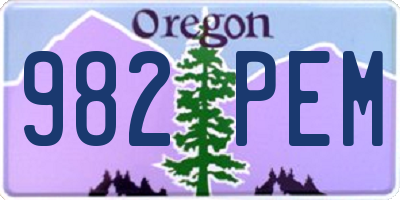 OR license plate 982PEM