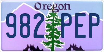 OR license plate 982PEP