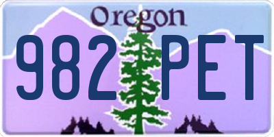 OR license plate 982PET