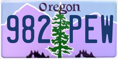 OR license plate 982PEW