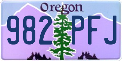 OR license plate 982PFJ
