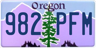 OR license plate 982PFM