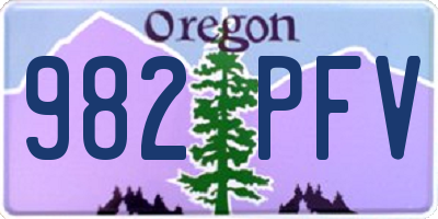 OR license plate 982PFV