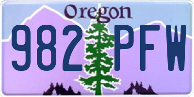OR license plate 982PFW