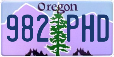 OR license plate 982PHD