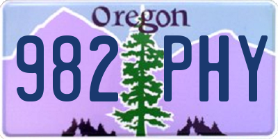 OR license plate 982PHY