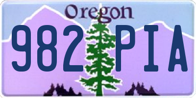 OR license plate 982PIA