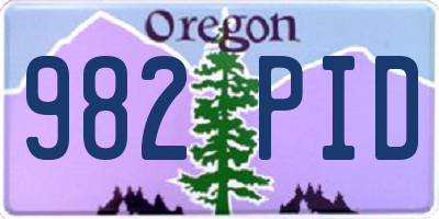 OR license plate 982PID