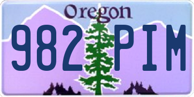 OR license plate 982PIM