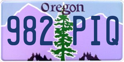 OR license plate 982PIQ