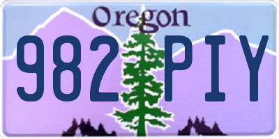 OR license plate 982PIY