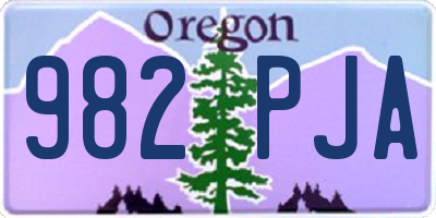 OR license plate 982PJA