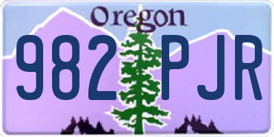 OR license plate 982PJR