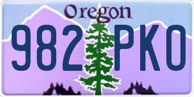 OR license plate 982PKO