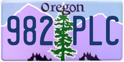 OR license plate 982PLC