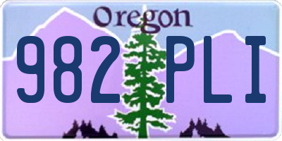 OR license plate 982PLI