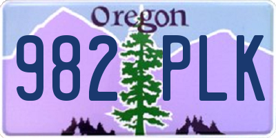 OR license plate 982PLK