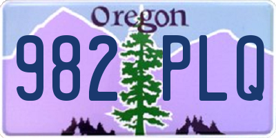 OR license plate 982PLQ