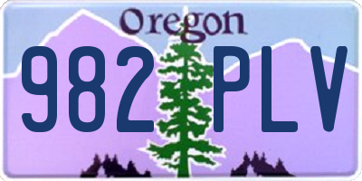 OR license plate 982PLV