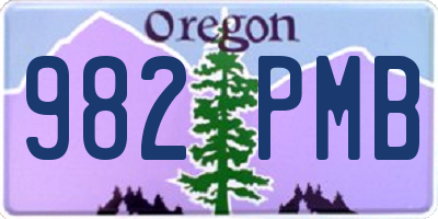 OR license plate 982PMB