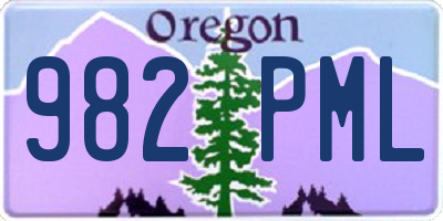 OR license plate 982PML