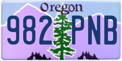 OR license plate 982PNB