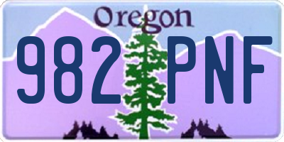 OR license plate 982PNF