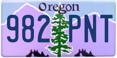 OR license plate 982PNT