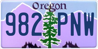 OR license plate 982PNW