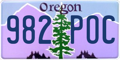 OR license plate 982POC